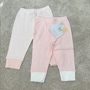 Burt's Bees Baby Pink and White Leggings